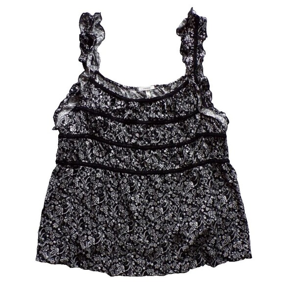 Maurices Tops - Maurice's Black White Paneled Tank Top with Ruffled Straps - Plus Size 2X NWT!